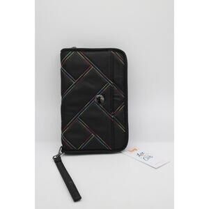 NWT Lug Zeppelin Wallet Wristlet Black W/ Rainbow Stitching
